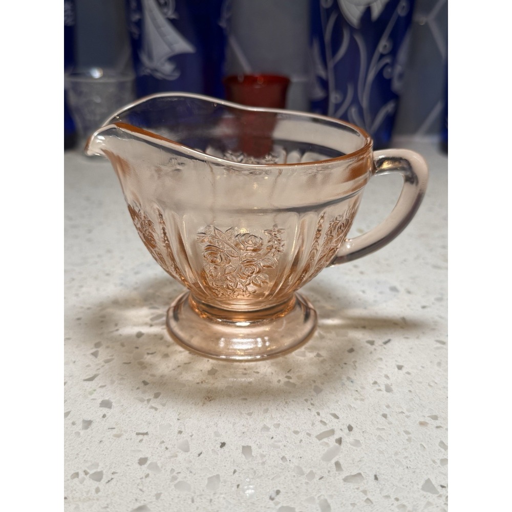 Federal Sharon Cabbage Rose Pink Creamer Depression Glass